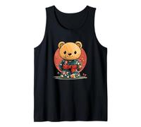 Cool looking Teddy Bear in Japanese Clothe for Kimono Lovers Tank Top