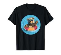 Cool Looking Teddy with Sunglasses and Vacation Pool Ring T-Shirt