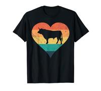 Cool Looking Vintage Bull Silhouette In Heart - I Love Bulls T-Shirt