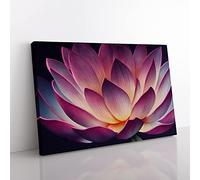 Cool Lotus Flower Canvas Wall Art Print Ready to Hang, Framed Picture for Living Room Bedroom Home Office Décor, 76x50 cm (30x20 Inch)