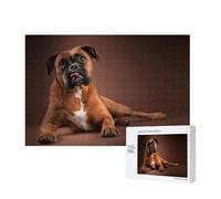 Cool Lying Boxer Dog,300 Pieces Wooden Jigsaw Family Game Jigsaw Puzzles for Adults Teens Home Decor