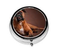 Cool Lying Boxer DogMeta Pill Box 3 Compartment Medicine Case,Portable Organizer