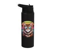 Cool Maine Coon Cat with Sunglasses Sunset Vibes Stainless Steel Insulated Water Bottle