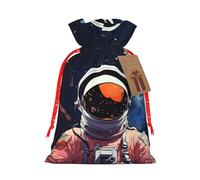 Cool Man In Outer Space Galaxy Christmas Drawstring Gift Bags Reusable Christmas Wrapping Bag W/Tags 4.7x6.9 Inch Xmas Treat Pouch Goody Bags Candy Treat Bag For Xmas Holiday Presents Party Favor