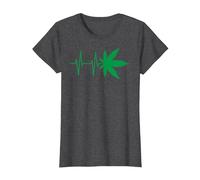Cool Marijuana Weed Cannabis Leaf Heartbeat Men & Women T-Shirt, Women, Dark Heather Grey, X-Small