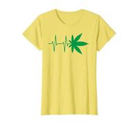 Cool Marijuana Weed Cannabis Leaf Heartbeat Men & Women T-Shirt, Women, Lemon Yellow, Medium