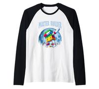 Cool Master Builder Dabbing On Moon Blocks Bricks Builder Raglan Baseball Tee