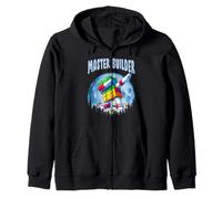 Cool Master Builder Dabbing On Moon Blocks Bricks Builder Zip Hoodie