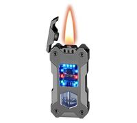 Cool Mecha Shape Lighter Gravity Sensor Lighter with Visible Window, Refillable Kerosene Voice-Activated Voice-activated Sensor Windproof for Camping Grill BBQ Fireworks Great Gift for Dad Husband(Gre