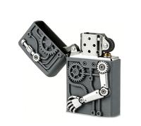 Cool Mechanical Hand Flint Kerosene Lighter Reusable Windproof Wheel Grinding Fire Lighter for Outdoor Use (C)