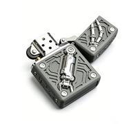 Cool Mechanical Hand Flint Kerosene Lighter Reusable Windproof Wheel Grinding Fire Lighter for Outdoor Use (A)