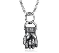 Cool Mens Boxing Fist Glove Pendant Necklace Stainless Steel Chain Set