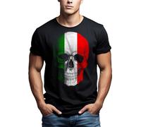 Cool Mens T-Shirt Italian Skull Black Size S