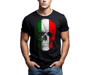Cool Mens T-Shirt Italian Skull Black Size S