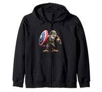 Cool Military Battlefield Eagle with America Shield Costume Zip Hoodie