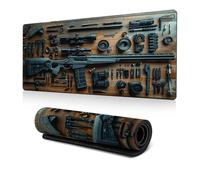 Cool Military Weapon Build Weapon Parts Display Large Gaming Mouse Pad, Desk Mat for Keyboard and Mousepad, Multi-Size for Computer Office Supplies Accessories (F,400 * 900 * 3MM)