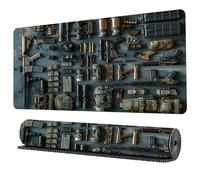 Cool Military Weapon Build Weapon Parts Display Large Gaming Mouse Pad,Extended Gaming Mouse Pad with Military Design,Rubber Base Ultra-Smooth,Military Weapon Parts Design (StyleD13,12''x32''x3mm)