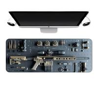Cool Military Weapon Build Weapon Parts Display Large Gaming Mouse Pad, Military Parts Mouse Pad,With Non-Slip Rubber, for Laptop & Desktop Use (Style D,40 × 90 cm)