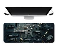 Cool Military Weapon Build Weapon Parts Display Large Gaming Mouse Pad, Military Parts Mouse Pad,With Non-Slip Rubber, for Laptop & Desktop Use (Style A,40 × 90 cm)