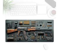 Cool Military Weapon Build Weapon Parts Display Large Gaming Mouse Pad, Stylish Desk Protector with Non-Slip Rubber (1, X-Large)