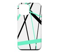 Cool Mint-Green Diagonal Lines Black Accents Case for iPhone 12 mini