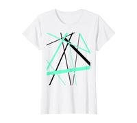 Cool Mint-Green Diagonal Lines Black Accents Value Graphic T-Shirt, Women, White, M