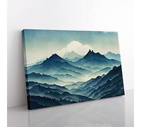 Cool Mist Mountains Vol.3 Canvas Wall Art Print Ready to Hang, Framed Picture for Living Room Bedroom Home Office Décor, 76x50 cm (30x20 Inch)