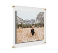 Cool Modern Frames 16x20 Clear Double Panel Floating Acrylic Picture Frame Display with Gold Hardware for Displaying Art and Photos on Wall