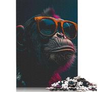 Cool Monkey And Sunglasses Jigsaw Puzzles for Adults 1000 Piece High Challenging DIY Large Puzzle Educational Toy Funny Family Games Unique Home Decor 1000pcs (75x50cm)