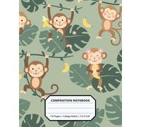 Cool Monkey Animal Patterns Composition Notebook for Adults Kids Boys Girls Teens 110 Pages College Ruled 7.5 x 9.25 Lined Paper Composition Book: ... Friends Boyfriends Girlfriends Zookeepers