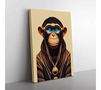 Cool Monkey Canvas Wall Art Print Ready to Hang, Framed Picture for Living Room Bedroom Home Office Décor, 50x35 cm (20x14 Inch)