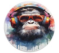 Cool Monkey Graffiti Art 1000 Piece Jigsaw Puzzle Round Paper Adult Colorful Style