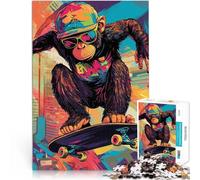 Cool Monkey Skateboarding2000 Piece Jigsaw Puzzles for teenagers Pattern assembly is ideal as a gift for the whole family 70x100cm
