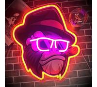 Cool Monkey UV Print LED Neon Sign Acrylic Light Up Art Wall Decor for Man Cave Garage Bar Stores Bedroom Room Decorations Party Home Holiday USB Powered