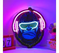 Cool Monkey UV Print LED Neon Sign Acrylic Light Up Art Wall Decor for Man Cave Garage Bar Stores Bedroom Room Decorations Party Home Holiday USB Powered