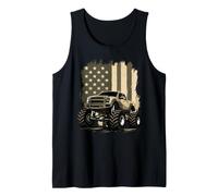 Cool Monster Trucks American Flag USA Patriotic Tank Top