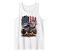 Cool Monster Trucks American Flag USA Patriotic Tank Top