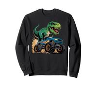 Cool Monster Trucks On T-Rex Dinosaur Fun Boys Sweatshirt