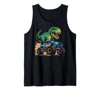 Cool Monster Trucks On T-Rex Dinosaur Fun Boys Tank Top