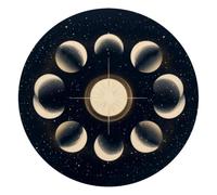 Cool Moon in Space Astrology Background Round Mouse Pad, Mousepad with Non-Slip Rubber Base, Computer Gaming Pads for Wireless Mouse, Easy Gliding