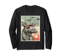 Cool Moose with Sunglasses Duck Hunting Hunter Retro Sunset Long Sleeve T-Shirt