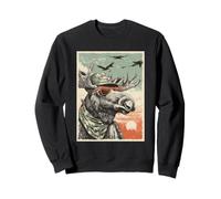Cool Moose with Sunglasses Duck Hunting Hunter Retro Sunset Sweatshirt