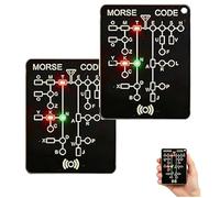 Cool Morse Code Trainer Card With Interactive LEDs & Signal Buttons For Beginners Code Learning Telegraph CW Trainer, Real-Time Decoding, Portable Ham Radio Morse Practice Device (2 pcs)