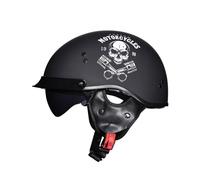 Cool Motorcycle Half Helmet ECE Approved Motorcycle Half Face Helmet Retro Open Face Helmet with Concealed Sun Visor ABS Helmet Body for Cruiser Scooter D,XL=(61-62CM)