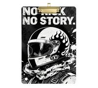 Cool Motorcyclist No Risk No Story Contractor clipboard Plastic for Police Office Nurse Football Coaches Tabla para escribir con Clip Size 9 x 12