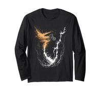 Cool Mountain Biker Jumping Over Rocks and Dust Clouds Long Sleeve T-Shirt