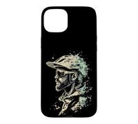 Cool Mountain Biker Profile with Abstract Background Case for iPhone 15 Plus