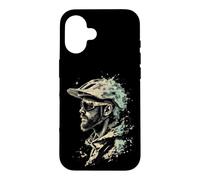 Cool Mountain Biker Profile with Abstract Background Case for iPhone 16