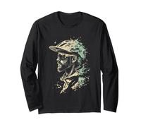 Cool Mountain Biker Profile with Abstract Background Long Sleeve T-Shirt