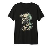 Cool Mountain Biker Profile with Abstract Background Premium T-Shirt
